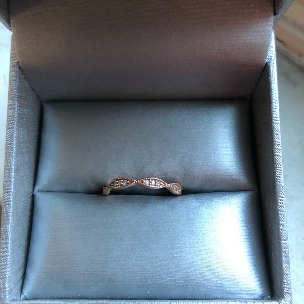 'ZALES' 10K Rose Gold Helix Wave Band